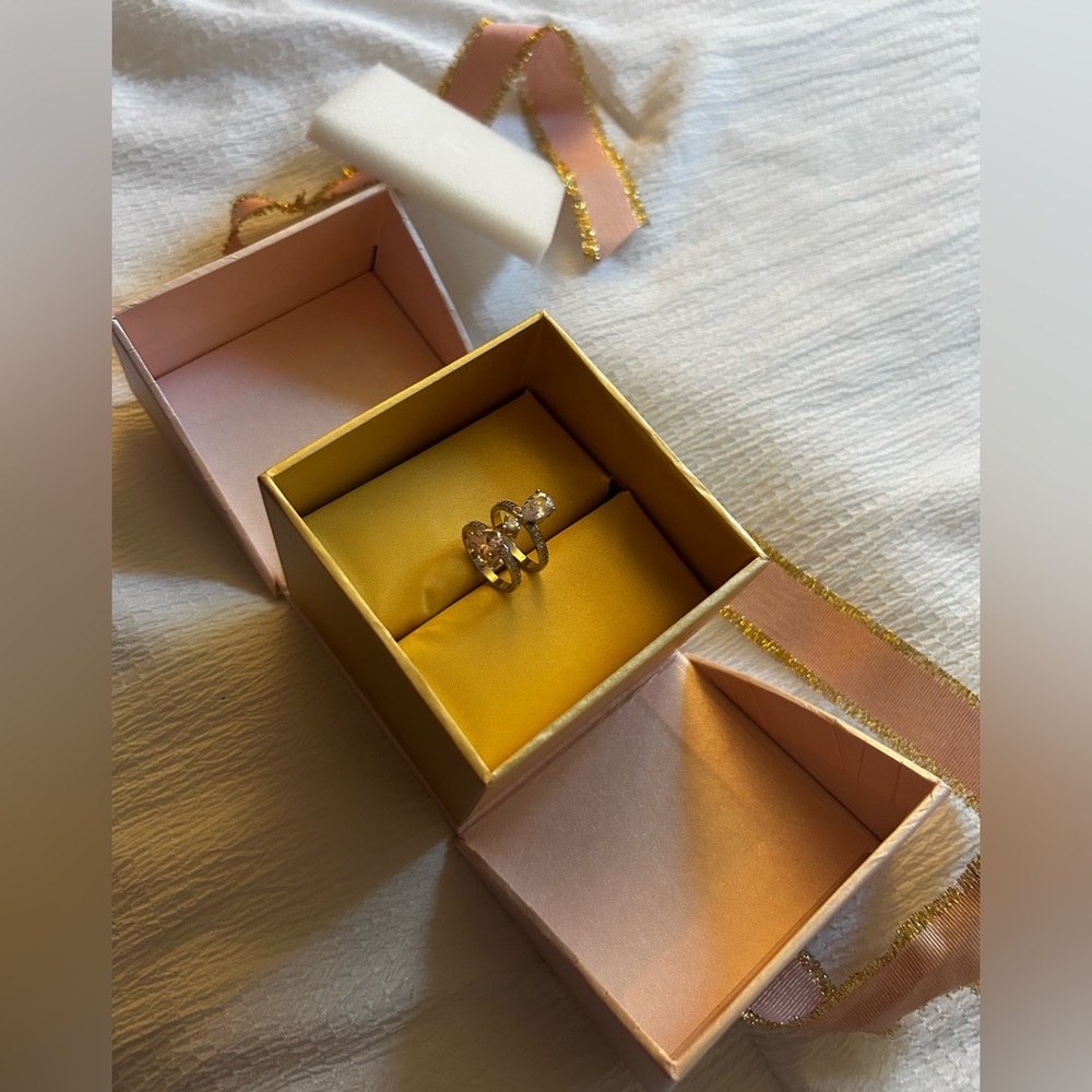 Nana Jacqueline heart double cocktail ring